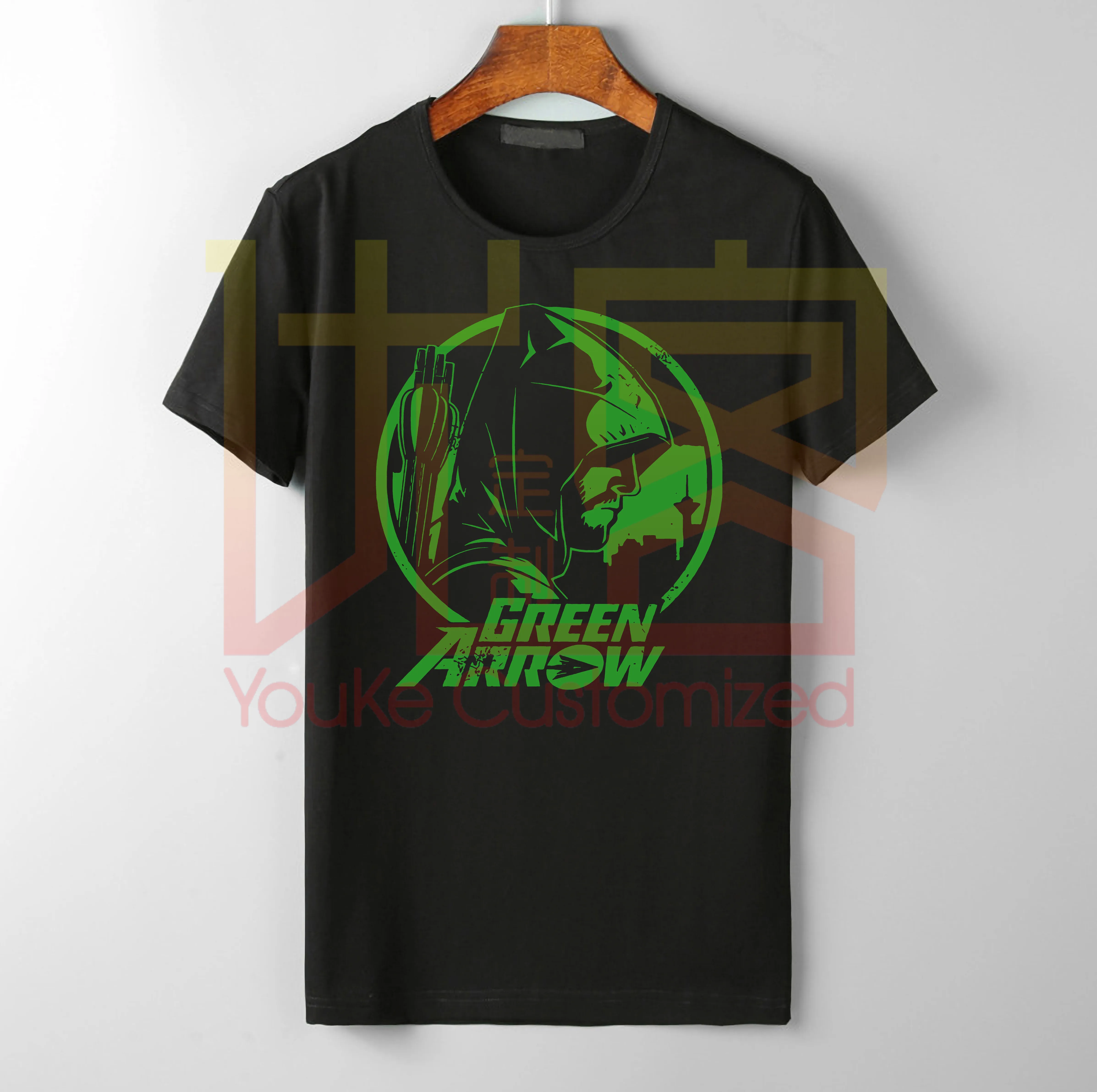 Зеленая Стрела Оливер королева Футболка мужская брендовая хлопковая Шея Высокое