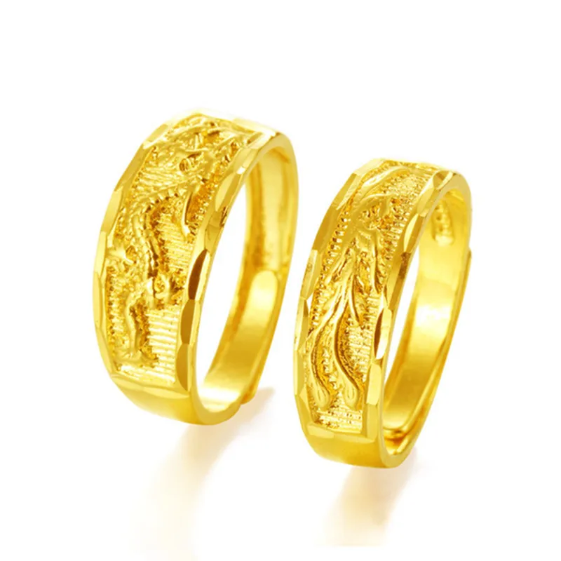 Классическое роскошное кольцо с резным драконом и фениксом в золотом цвете, регулируемое для мужчин и женщин, модный тренд подарков на День Влюбленных для влюбленных.