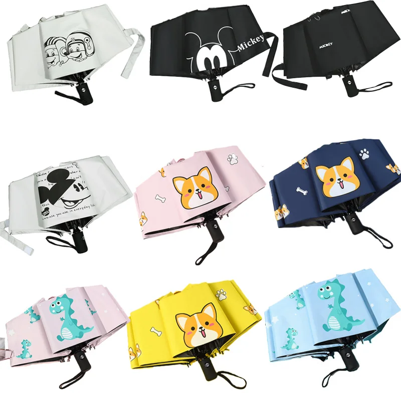 Автоматический зонт с Диснеем Микки зонтик двойного назначения защитой от ветра