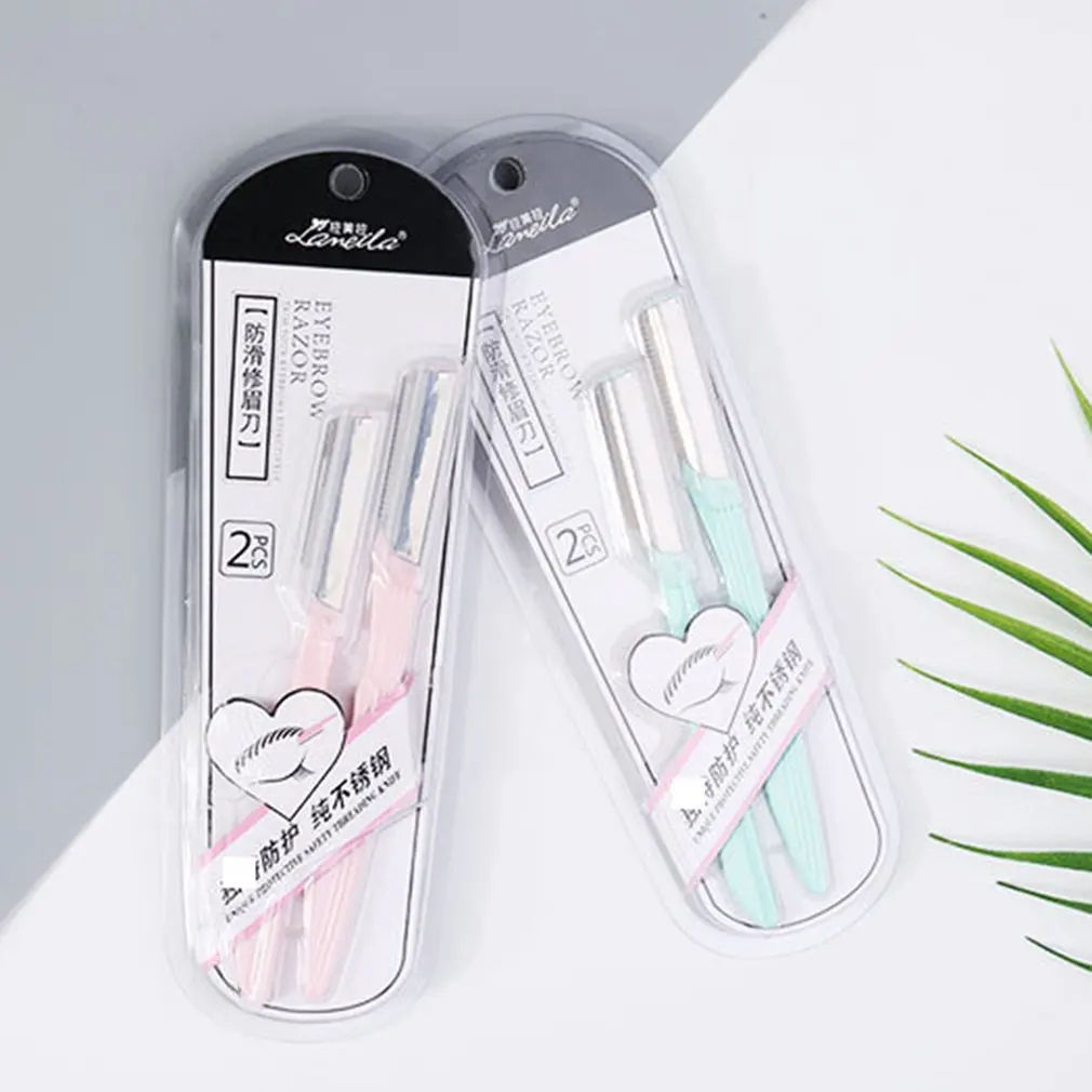 Pull Портативный бровей формовочный нож Нержавеющая сталь выскабливание Ножи