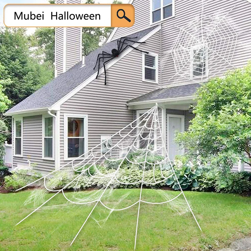 

2021 Halloween Spider Web Triangle Web Scene Props Decoration Haunted House Bar Ktv Scene Layout Halloween Party Decoration