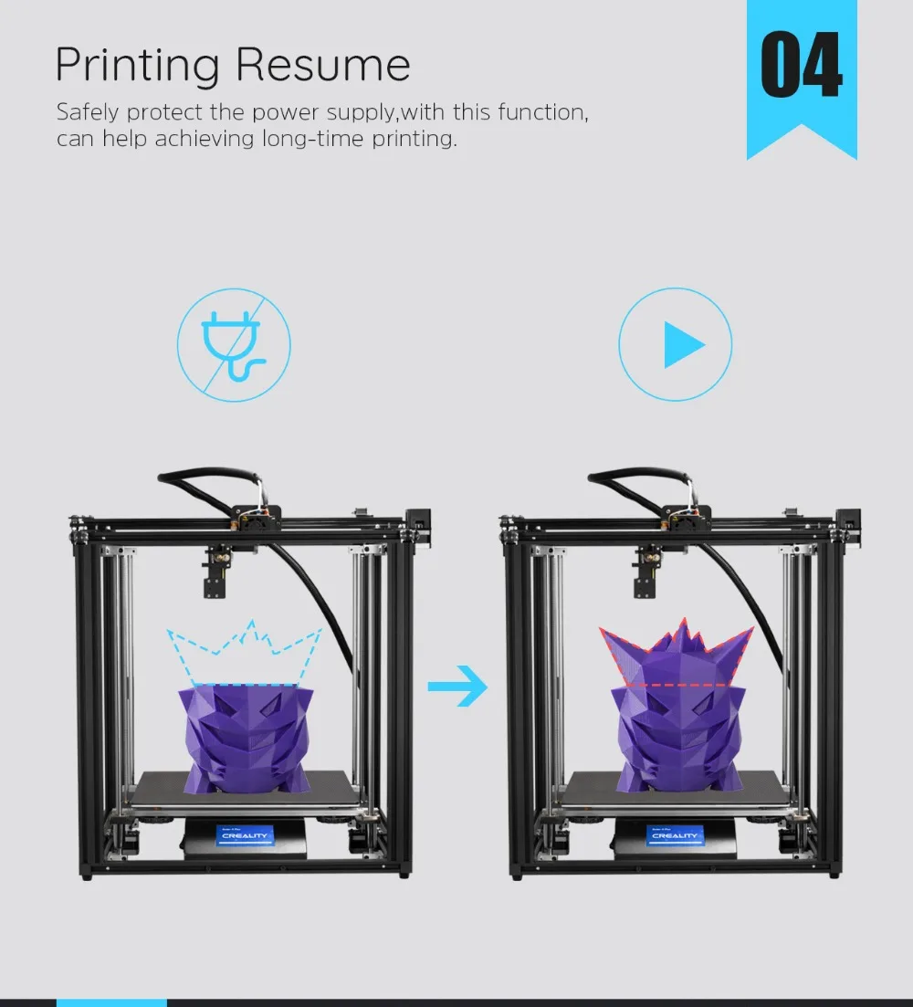 Ender-5 Plus 3D Принтер Высокоточный большой размер 350*350*400 принтер 3D Автоматическое выравнивание, двойная ось Z отключение питания восстановление Creality 3D