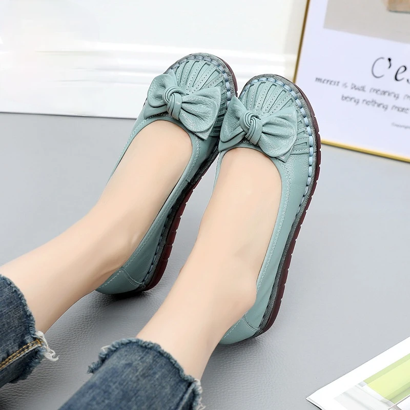 

2021 Genuine Leather Spring Autumn Handmade Comfortable Shoes Women Loafers Soft Leather Women Flats Shoes