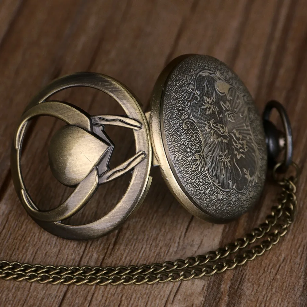 Бронзовый винтажный кулон карманные часы Relogio LOki De Bolso кварцевые часы с ожерельем с цепочкой подарок TD2074