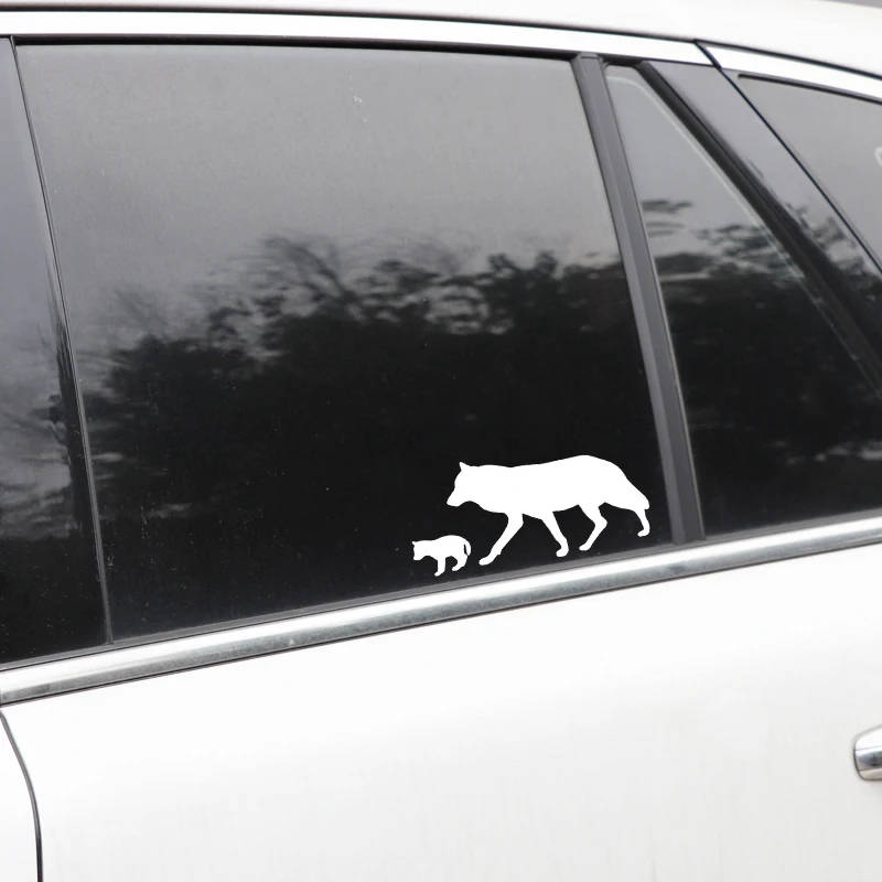 

17x8CM Big Wolf and Little Wolf Decor Car Stickers Vinyl Decal Bumper Accessories Black/Silver