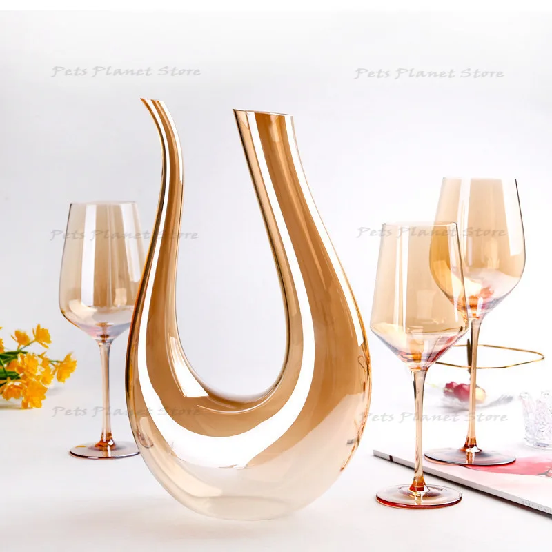 

Crystal glass creative electroplating amber red wine glass goblet wine glass decanter set wine set