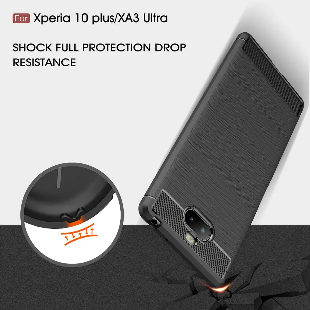 

Anti-Knock Carbon Fiber Case For Sony Xperia 10 Plus Soft Silicon Carbon Fiber Phone Cover For Sony XA3 Ultra Phone Bag tpu Case