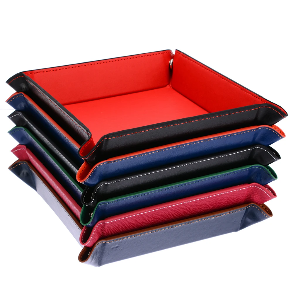 Из искусственной кожи игральные кости прокатки лоток квадратные кубики коробка