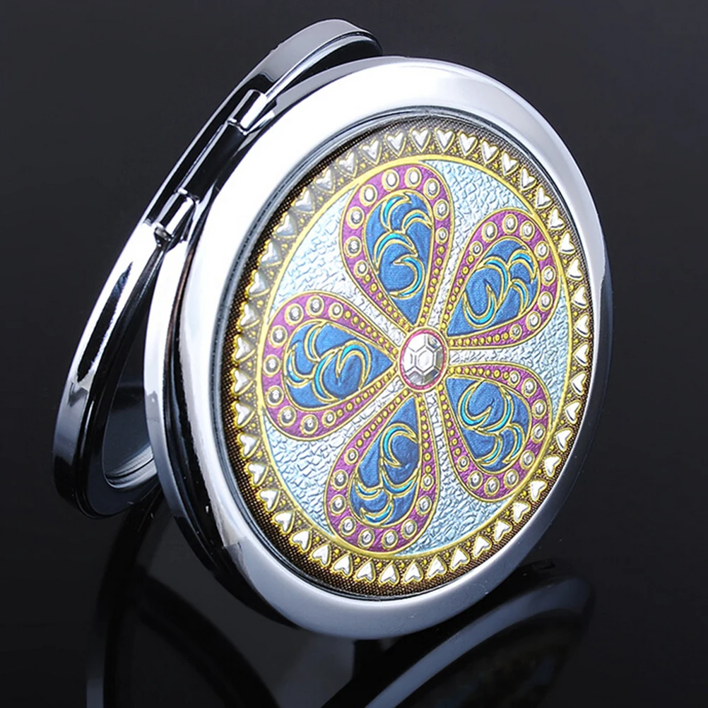 Складное мини-зеркало с кристаллами для женщин и девушек косметические