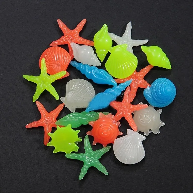 

10PCS Glow in the Dark Luminous Stone Conch Sea Shells Aquarium Fish Tank Decor
