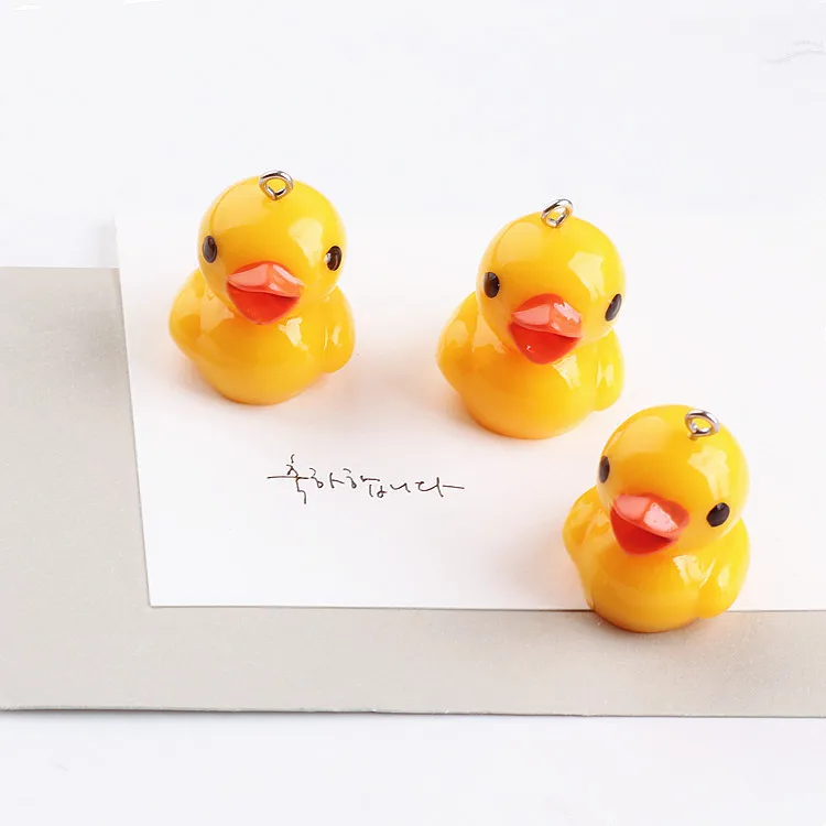 

10pcs Cute Yellow Duck Resin Earring Charms Diy Findings Kawaii 3D Phone Keychain Bracelets Pendant For Jewelry Making 21*31MM