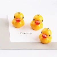 10pcs cute yellow duck resin earring charms diy findings kawaii 3d phone keychain bracelets pendant for jewelry making 2131mm
