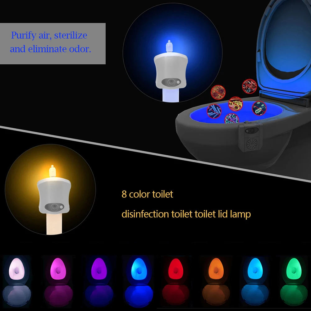 

LED Luminaria WC Toilet Hanging Backlight Multi Function Smart Body Motion Sensor Battery Powered Toilet Seat Night Light