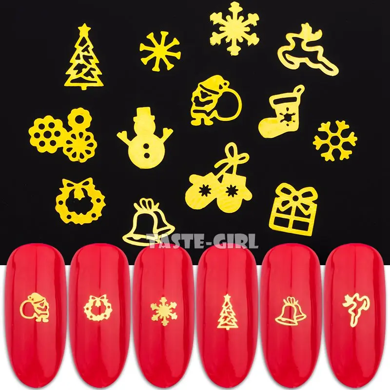 400 шт./упак. Золотой Рождественский элемент металлические блестки снежинка