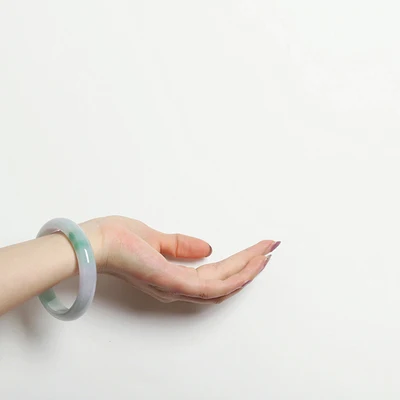 

Natural Burmese Jadeite 54-64mm Light Color Two-color Bangle Elegant Princess Jewelry Best Gift