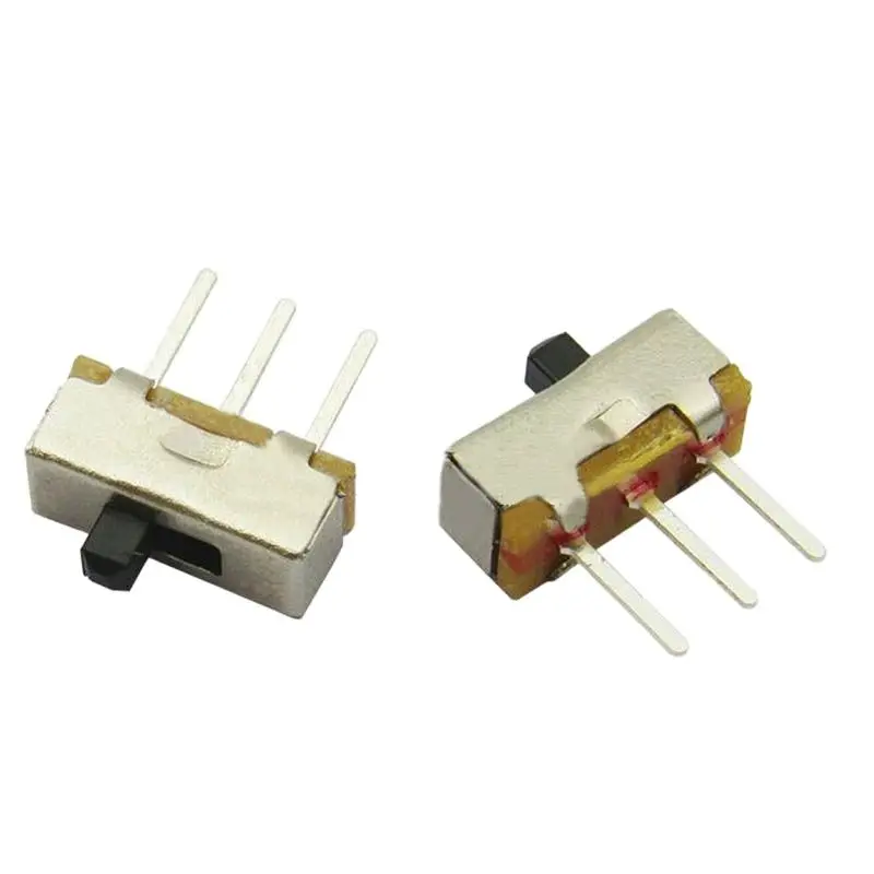 

100pcs SS-12D00 1P2T Mounting Slide Switch Power Supplies Button 5mm Handle DC 50V 0.5A Wholesale Price