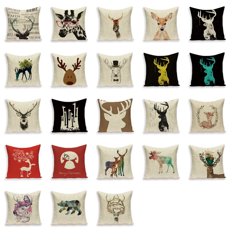 Северный олень головы Рождественский Чехол на подушку пледы Подушка для дома
