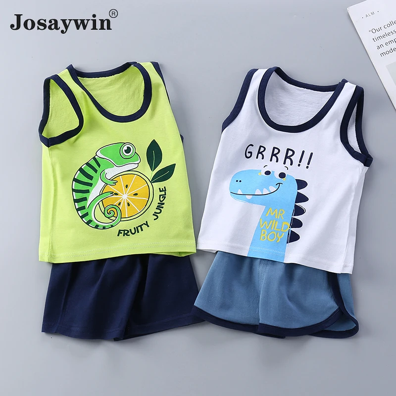 

Josaywin Summer Children Suits Kids Girls Boys Print Cute 2 Pieces Sets Short Sleeve Top+Shorts Toddler Baby Kids Clothes Set
