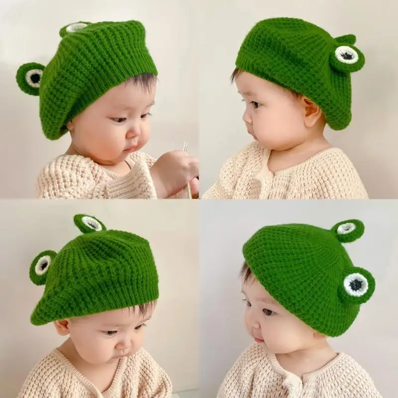

Korean Version Of Children's Beret Spring And Autumn Cute Frog Eyes Baby Foreign Style Wool Hat Super Cute Baby Painter Hat Tide
