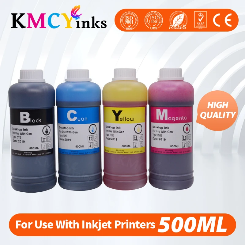KMCYinks 500ml Bottle Refill Dye Ink for hp301XL for HP301 CH563EE CH564EE For HP Deskjet 1000 1050 2000 2050 2510 3054 printer