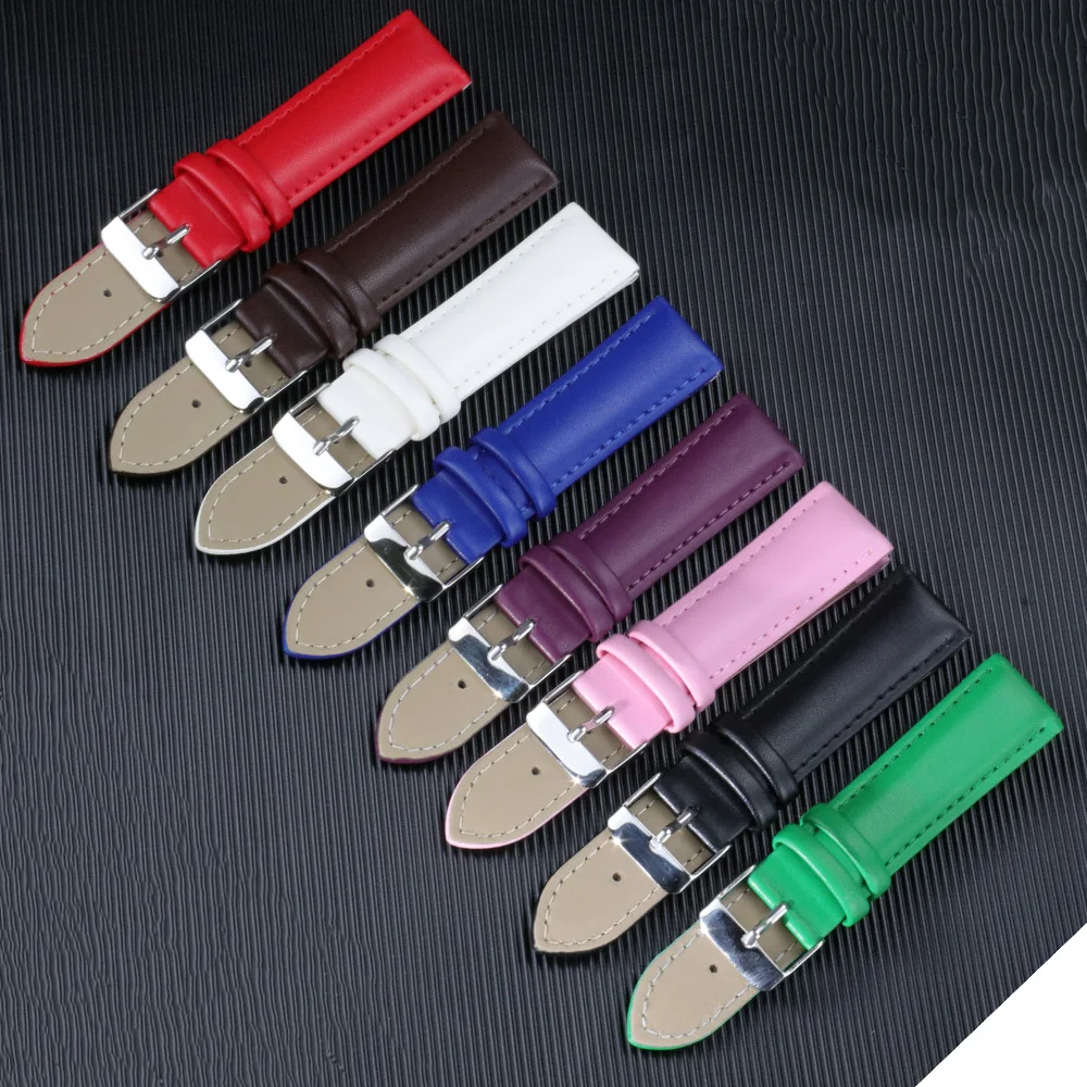 High Quality Genuine Leather Watch Band Parts 10MM 12MM-24MM Purple Pink for Men and Women For DW Strap Accessories with Tool