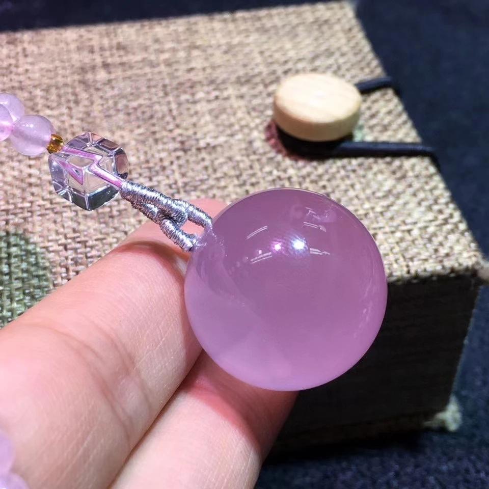 

Natural Pink Rose Quartz Star Light Sphere Ball Round Pendant Necklace 23mm From Mozambique Women Men Genuine AAAAA