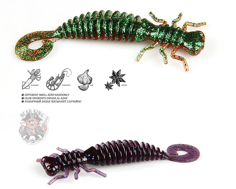 BEARKING Larva рыболовные приманки 48 мм 60 мм 91 мм воблеры Карп мягкие приманки для рыбалки силиконовые искусственные двухцветные приманки