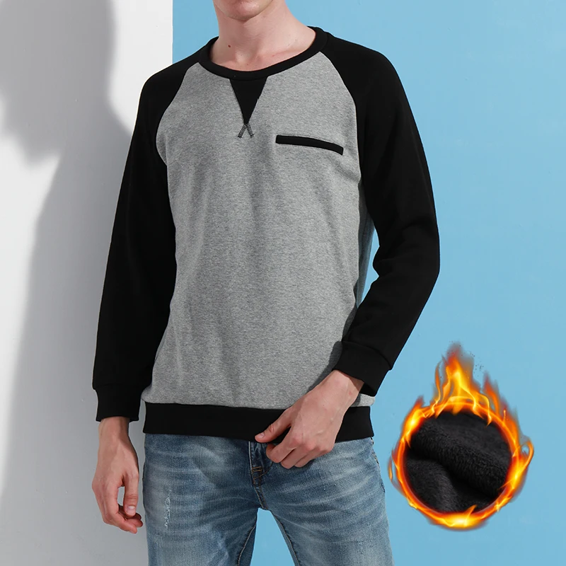 E-BAIHUI men autumn warm sweatshirts with pocket casual fashion cotton fleece Thicken hoodies long sleeve man JR007 | Мужская одежда