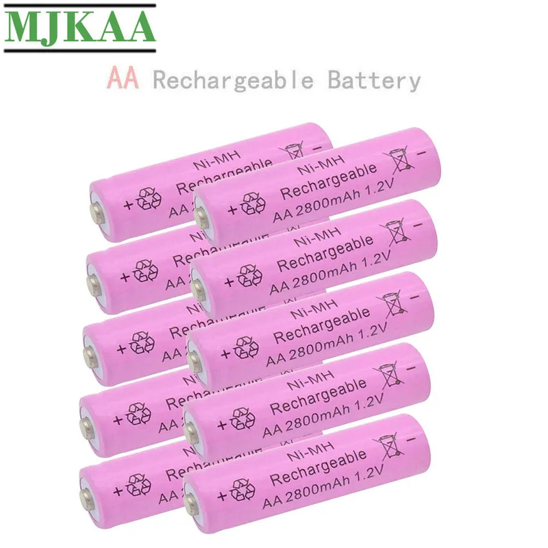 MJKAA 10 шт. AA 2800mAh 1 2 V 2A аккумуляторная батарея Ni-MH батареи для камеры игрушки