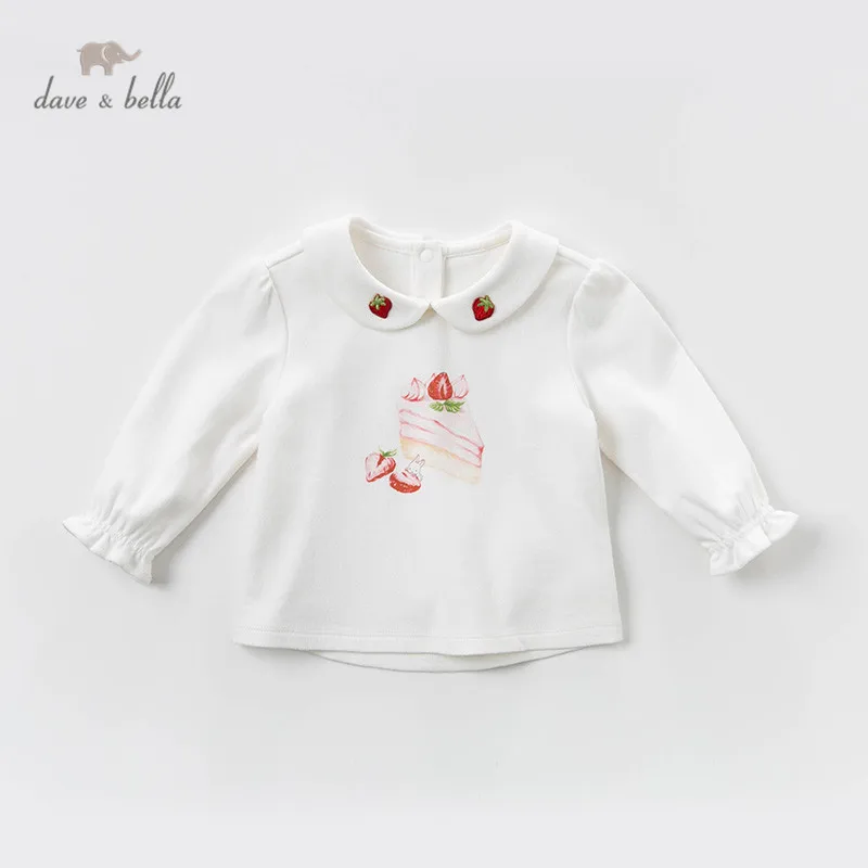 DBJ12819 dave bella/Весенняя футболка с рисунком фруктов для маленьких девочек детские