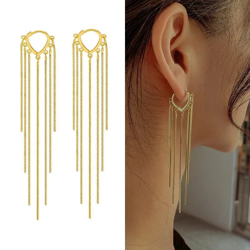 

Exaggerated Long Tassel Drop Earrings for Women Korea Temperament Joker Heart Earrings Personality Ladies Hanging Pendientes