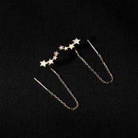 korean new fashion simple personality pentagram star back hanging drop earrings metal chain dangle brincos womens jewelry