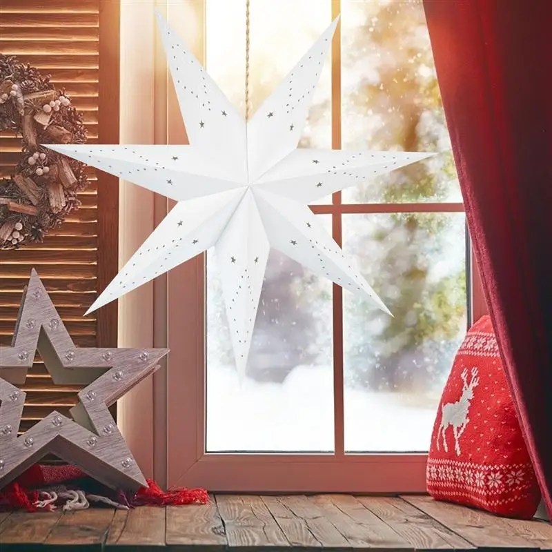 

75cm Paper Star Lamp Cover Christmas Hanging Pendant Decorative Stereoscopic Star Shaped Lampshade Creative Ceiling Lamp Pendant