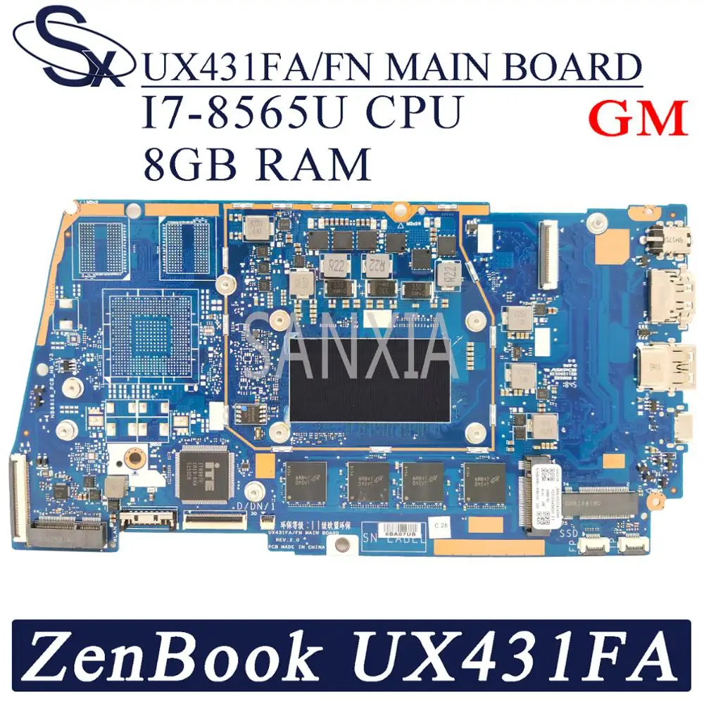 

Материнская плата KEFU UX431FA/FN для ноутбуков ASUS ZenBook-14 UX431FA UX431FN UX431F, оригинальная материнская плата 8GB-RAM I7-8565U GM