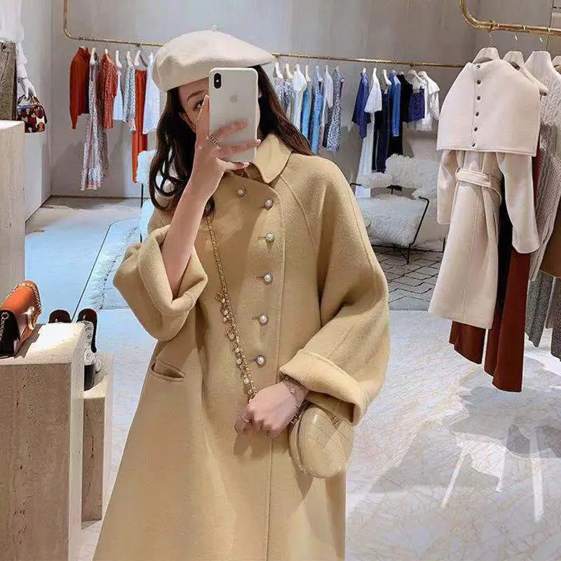 Женское шерстяное пальто выше колена Осень-зима 2019 Корейская версия нового