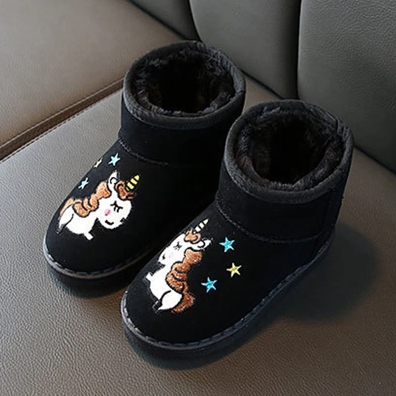 Модные ботинки для девочек детские зимние с единорогом Новое поступление 2019