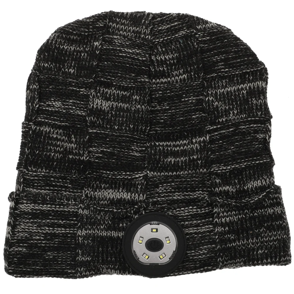 

1 шт. креативная шапка со светодиодный светильник кой, светящаяся вязаная шапка, уличная шапка для ночного бега (серый)