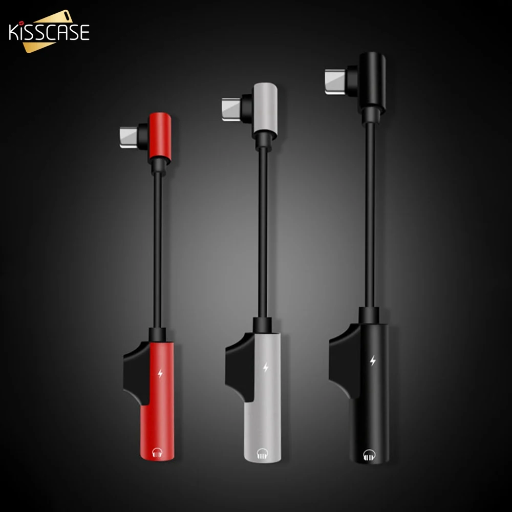 KISSCASE 2 в 1 type-C адаптер для huawei Xiaomi samsung кабель для зарядки музыки конвертер портативный type-C до 3,5 мм разъем для наушников