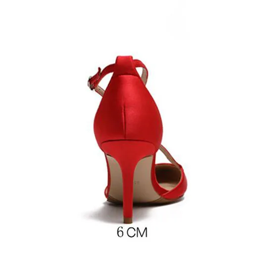 red 6cm Указательный палец красный сатин Runway супер сандалии ультра лето леди Корейский высокие каблуки Красные Satin туфли экстремальный стилет Размер 4 34 Orsay Лето мода Китай китайская новая - Цвет: red 6cm