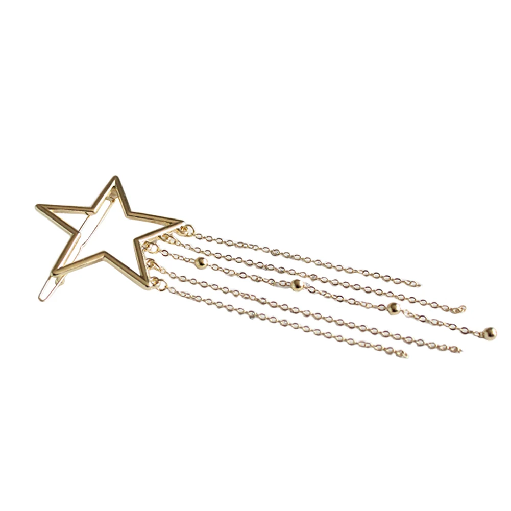 

Fashion Star Hair Pin Hollowed Pentagram Tassels Hair Clip Alloy Women Charm Stylish sweet gift for girlfriend