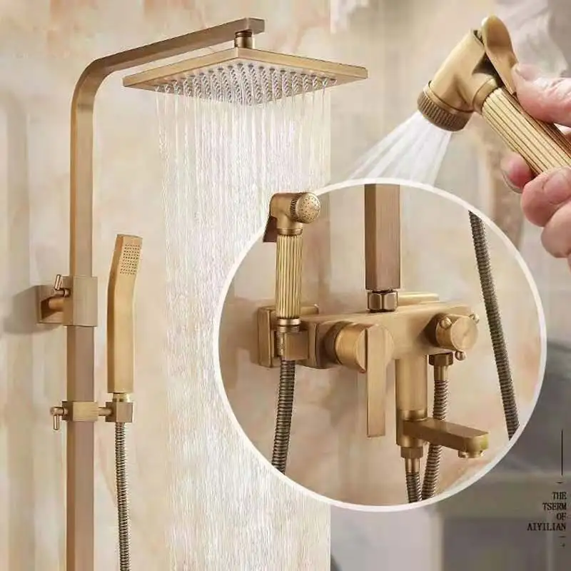 ecofresh antique finish bath taps bathroom faucet set thermostat thermostatic shower mixer with shower free global shipping