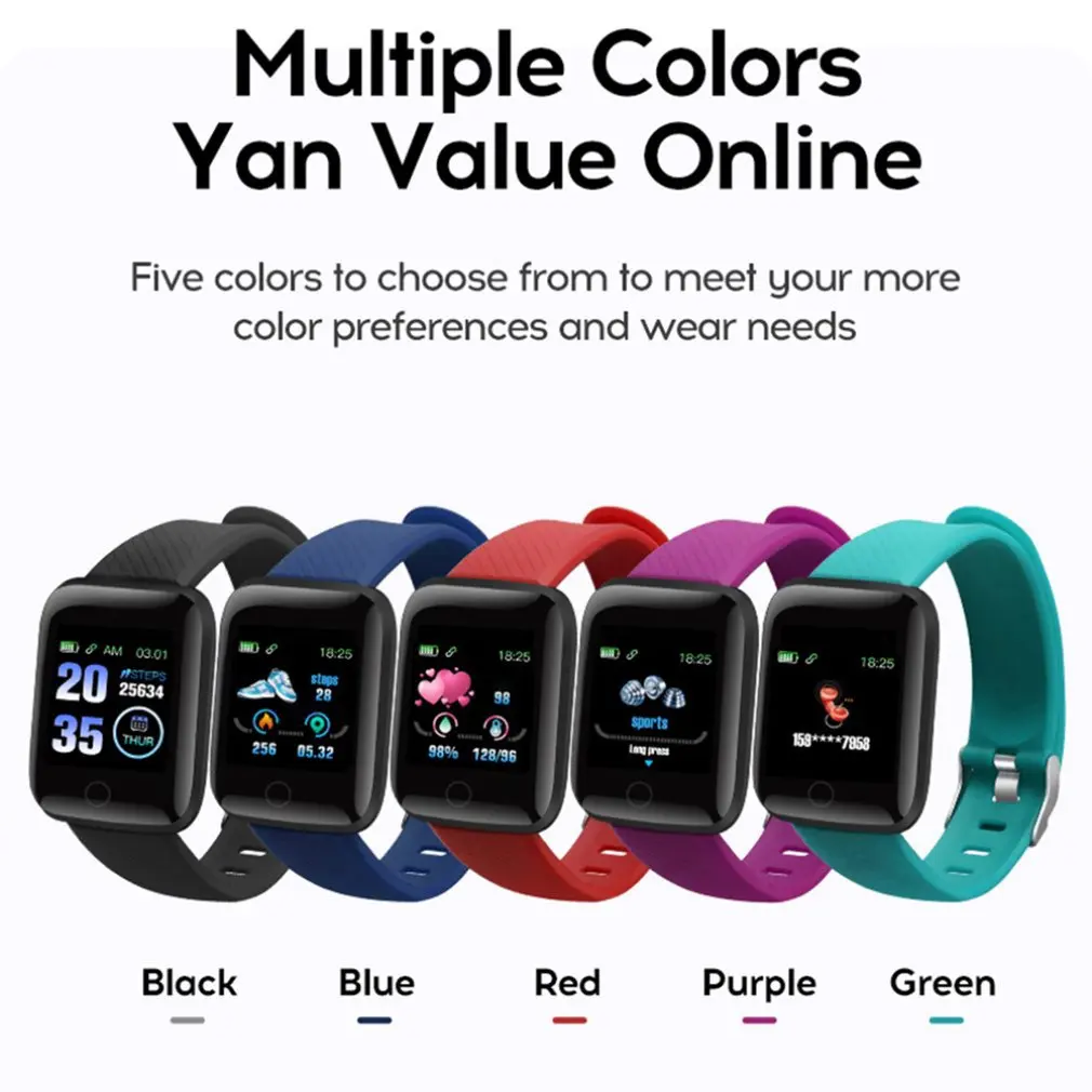 

116plus Smart Fitness Bracelet Band With Measuring Pressure Pulse Meter Sport Activity Tracker Watch Wristband