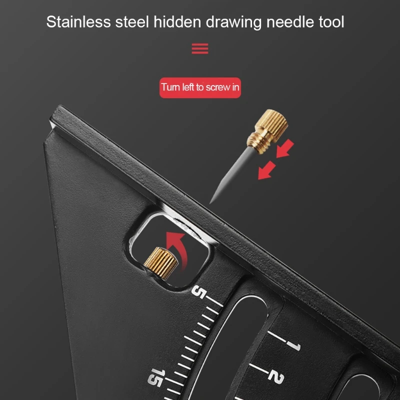 

Goniometer Triangle Square Ruler with Base, Magnet Woodworking Extendable Tool U4LD