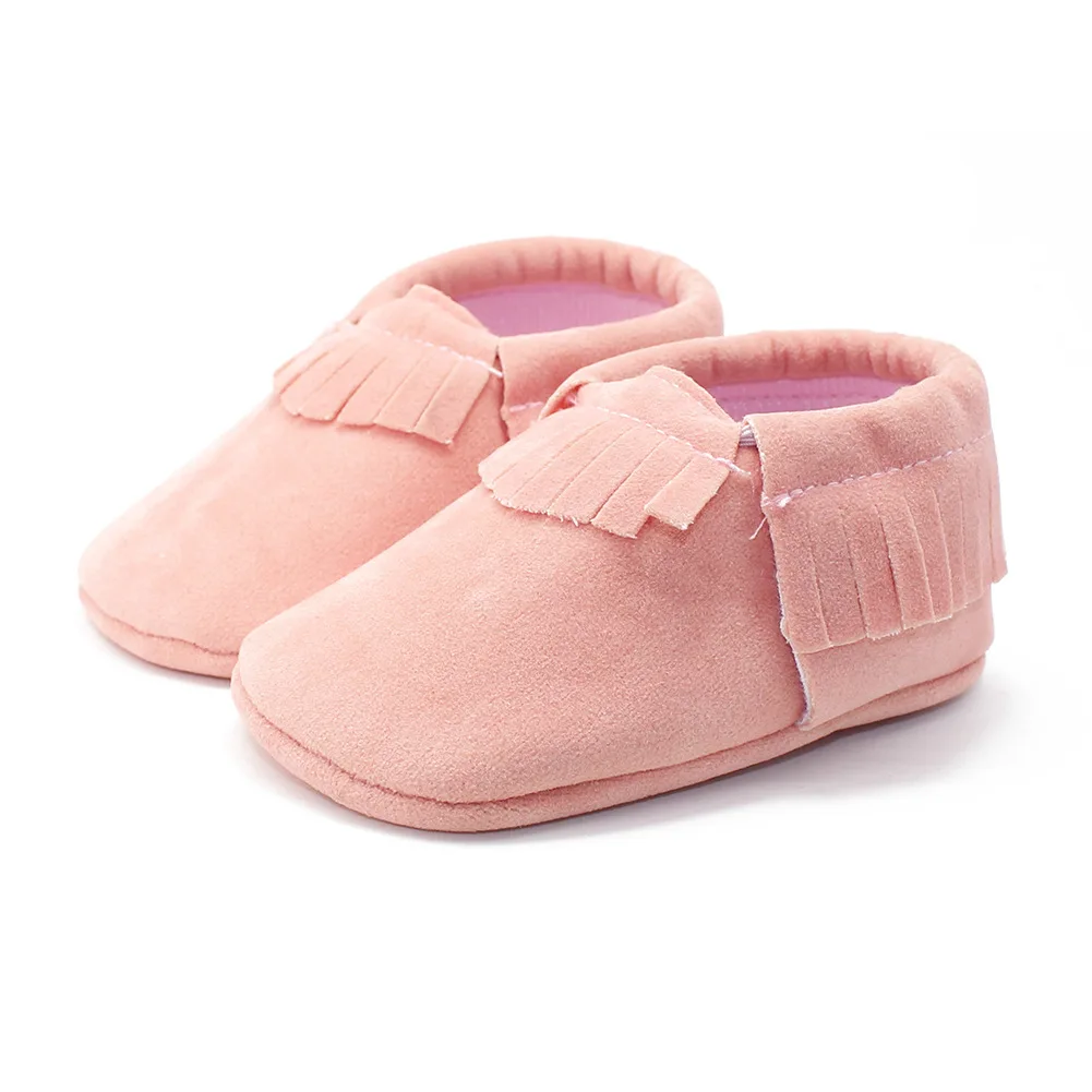 Zapatos de borla firme para beb&eacute; y ni&ntilde;a, zapatos de cuna de suela suave para beb&eacute;, de algod&oacute;n s&oacute;lido para primeros pasos de 0 a 18 meses-4