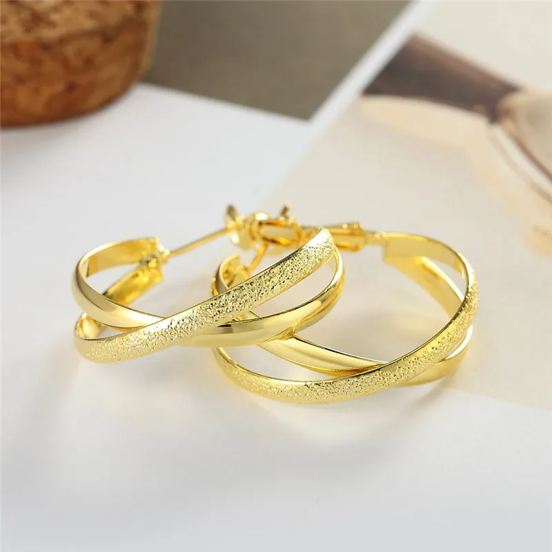 

Luxury Female Cross Hoop Earrings Rose Gold Silver Color Wedding Earrings Vintage Party Bride Small Earrings For Women