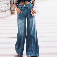 ladies jeans high waist 2021 new fashion retro flared pants loose casual bowknot wide leg pants womens street pants