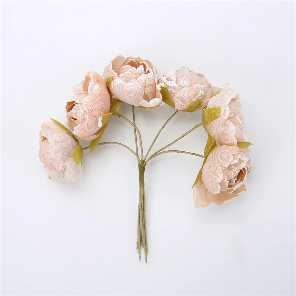 

6 Pcs/Bunch Of Romantic Artificial Roses Small Bouquet DIY Birthday Party Home Wedding Indoor Decoration Valentine's Day