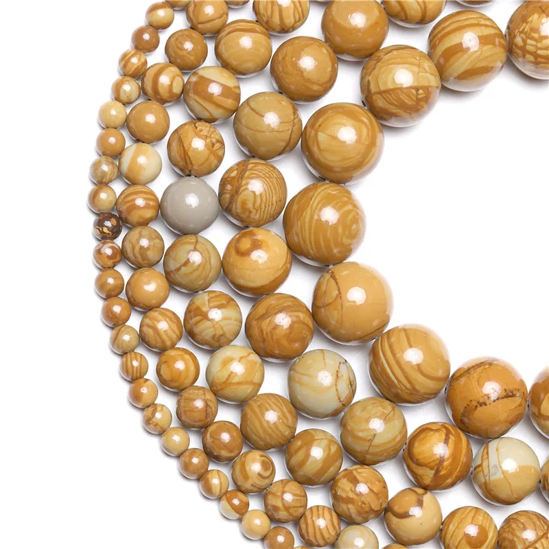 Бусины из натурального камня для рукоделия Гладкие бусины с коричневой