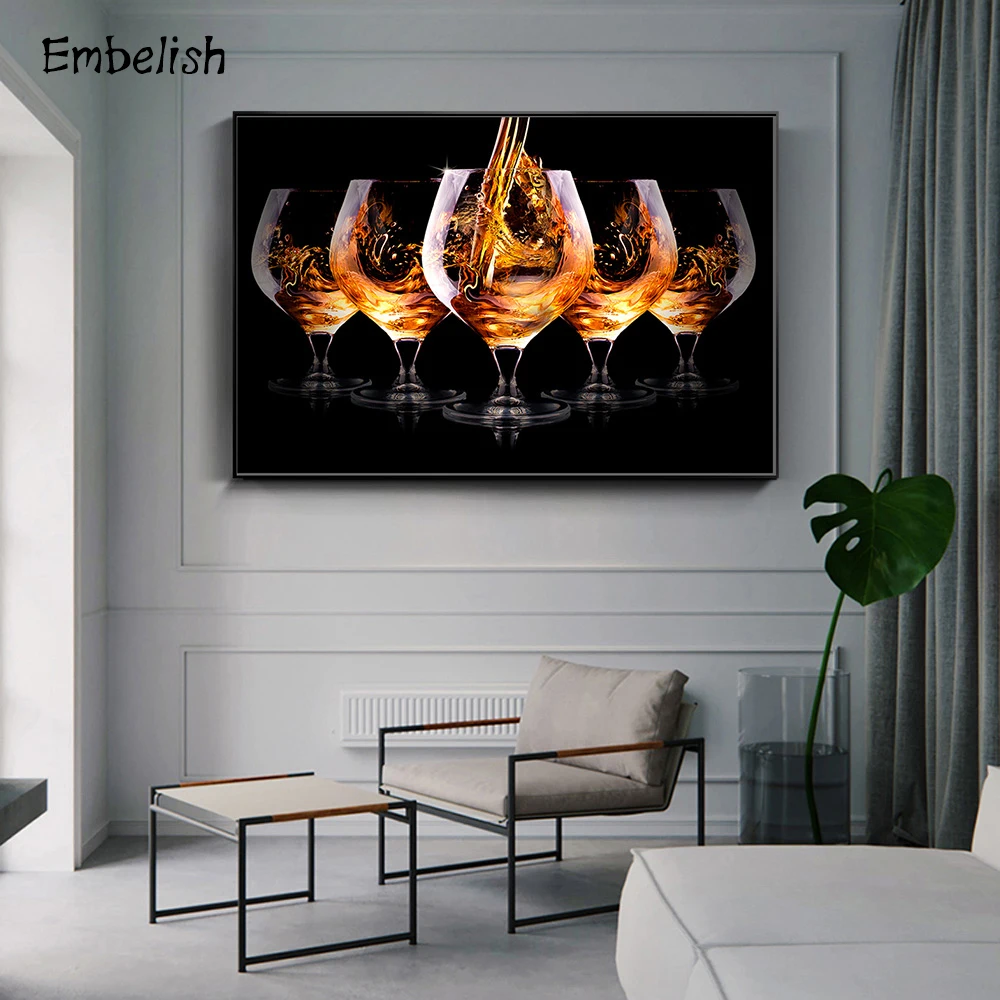 Украшение 1 шт. Современный домашний декор модульные картины винная чашка