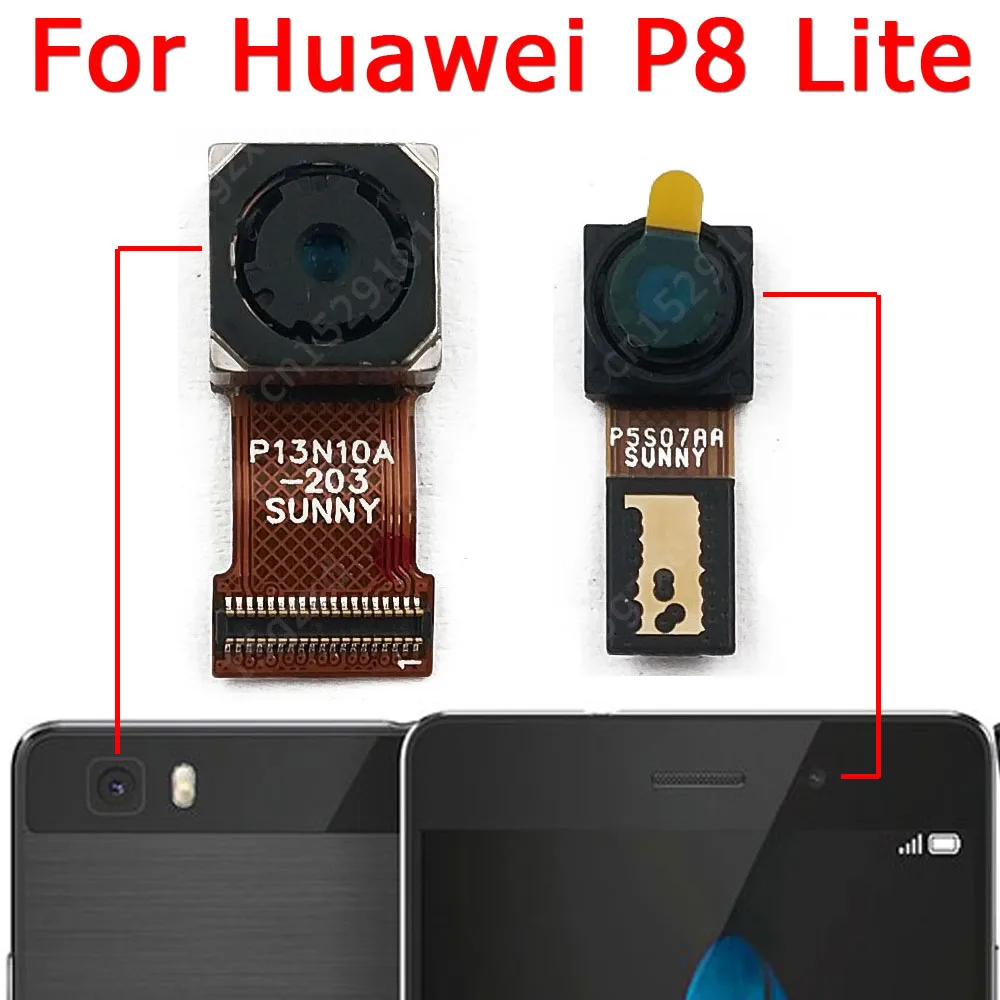 

Оригинальная передняя и задняя камера для Huawei P8 Lite, P8Lite, задний вид, фронтальная, основная, маленькая, модуль камеры, гибкие запасные части
